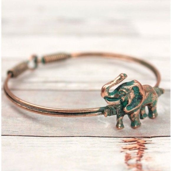 PATINA ELEPHANT WIRE BANGLE - Picture 2 of 3